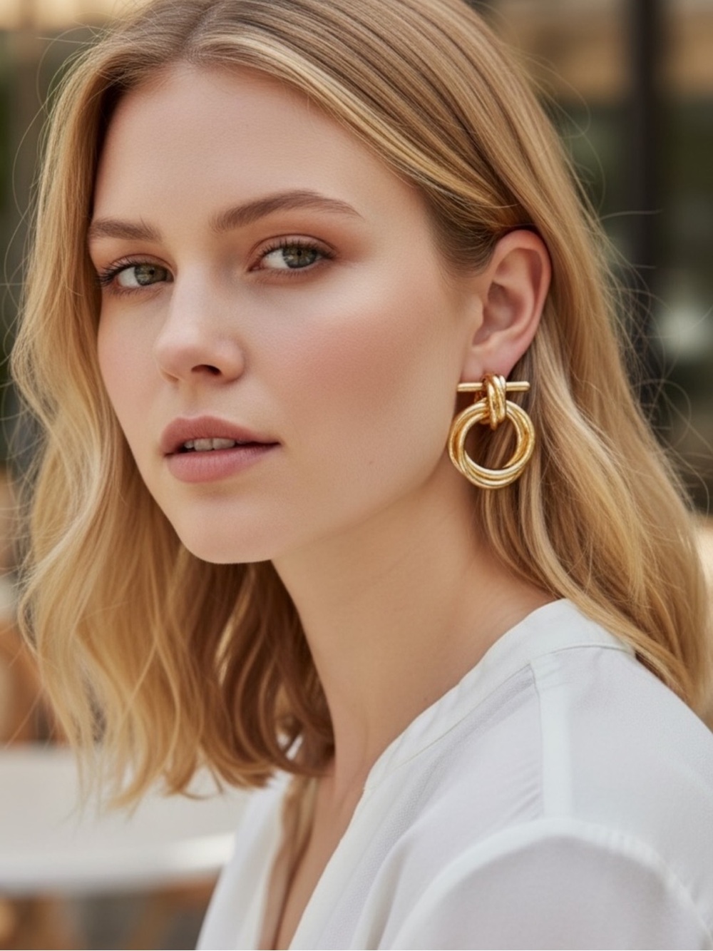 House of Harlow 1960 Gold Twisted Knot Earrings Ferragamo Gancini Earrings DUPE